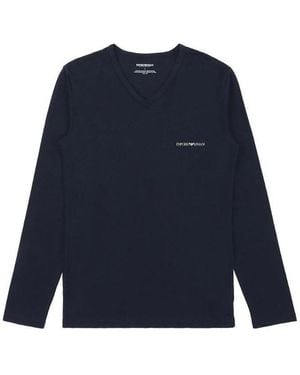 Emporio Armani V-Neck Long-Sleeved T-Shirt - Blue