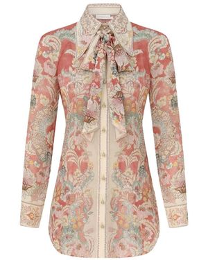 Zimmermann Rebellion Pussybow Shirt - Pink