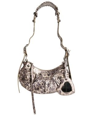 Balenciaga Medium Leopard-Print Crossbody Bag - White