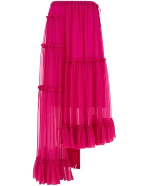 Dries Van Noten Asymmetric Hem Ruffled Skirt - Pink