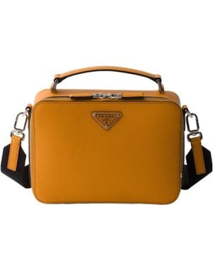 Prada Brique Medium Saffiano Leather Bag - Brown