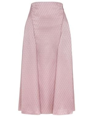 Fendi Mauve Ff Silk Skirt - Pink