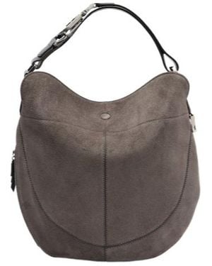 Lemaire Quiver Clip Medium Suede Shoulder Bag - Grey