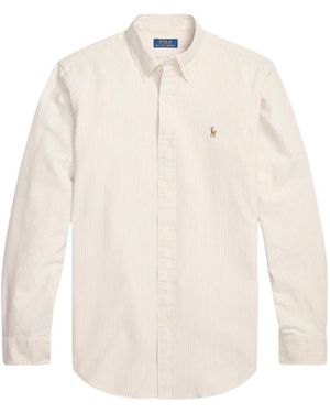 Polo Ralph Lauren Striped Embroidered-Logo Shirt - White