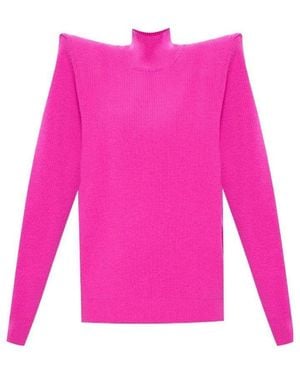 Balenciaga Long-Sleeve Wide Shoulder Jumper - Pink