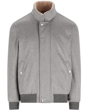 Brunello Cucinelli Funnel-Neck Zip Jacket - Gray