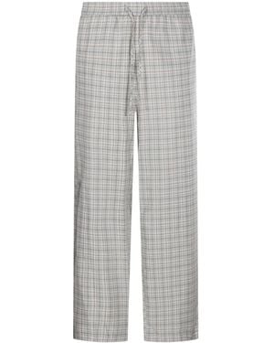 DUNST Drawstring Check Pants - Gray