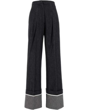 Pt Pantaloni Pt Torino Grace Wide-Leg Cuffed Pants - Black