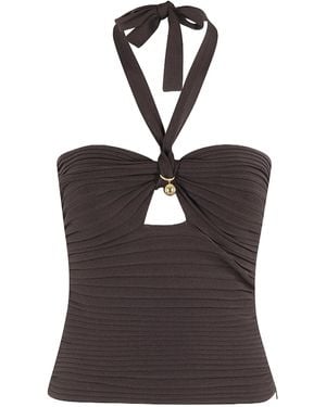 Philosophy Di Lorenzo Serafini Plissé-Effect Halterneck Top - Brown