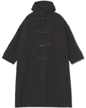 OPEN YY Hooded Duffle Coat - Black