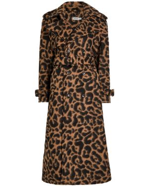 Jonathan Simkhai Rumi Leopard-Print Brushed Wool-Blend Trench Coat - Brown