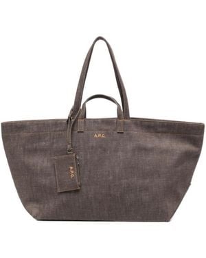 A.P.C. Le Drummer Toile Large Tote Bag - Brown
