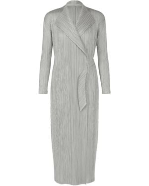Pleats Please Issey Miyake Facade Pleated Coat - Grey