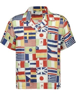 Bode Flag-Printed Short-Sleeved Linen Shirt - Multicolor