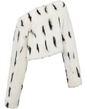 Balmain Shearling Boat-Neck Top - White