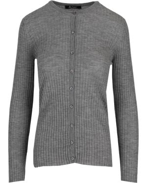 Lela Rose Ribs R-Neck Cardigan - Gray