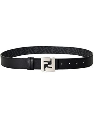 Fendi Ff Reversible Leather Belt - White