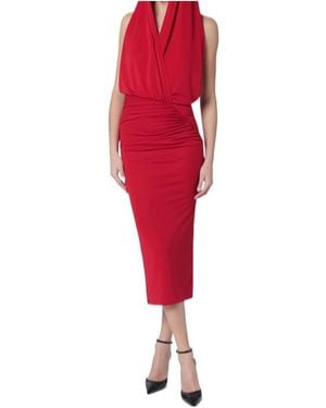 ANDAMANE Annie Hooded Midi Dress - Red