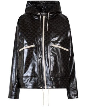 Celine Classic Logo-Printed Hooded Jacket - Black