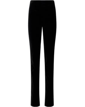 KHAITE Wool-Blend Velvet Straight-Leg Trousers - Black