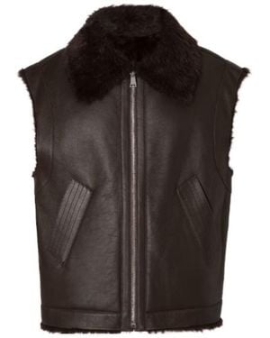 Fendi Ff Plaque Cropped Shearling Vest - Black
