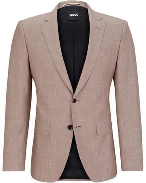 BOSS Single-Breasted Textured Blazer - Brown