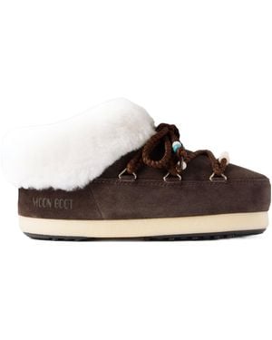 Moon Boot Beaded Lace Ankle Boots - Brown