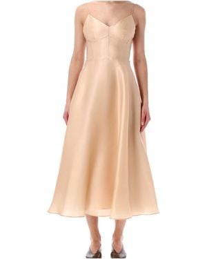 Alberta Ferretti Spaghetti Strap Dress - Natural