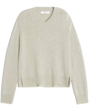 Maison Kitsuné Merino Wool Comfort V-Neck Sweater - White