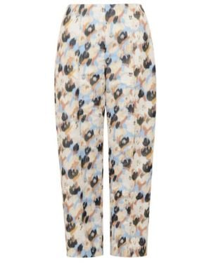 Marni Light Duchesse Trousers With Secret Bouquet Print - White