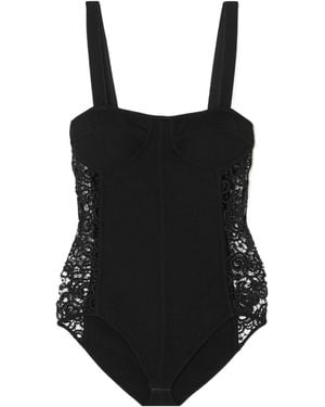 Gabriela Hearst Glass Embossed Lace Trim Bodysuit - Black