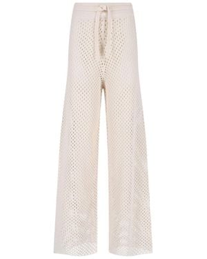 Golden Goose Open-Knit Wide-Leg Drawstring Trousers - White