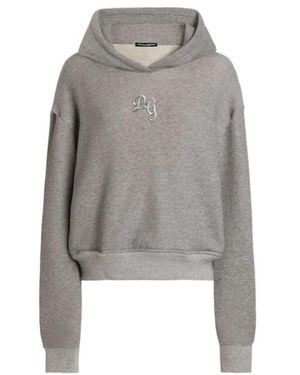 Dolce & Gabbana Logo-Embroidered Hoodie - Grey