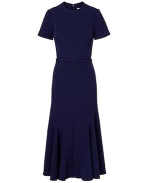 Safiyaa Luisa Belted Crêpe Midi Dress - Blue