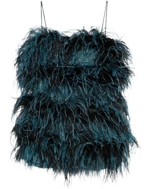 Oséree Feathered Mini Dress - Green