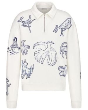 Dior Sweatshirt With Zipped Collar - White