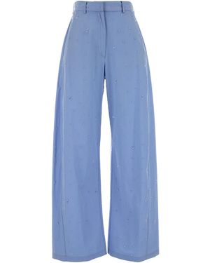 GIUSEPPE DI MORABITO Embellished Wide-Leg Trousers - Blue