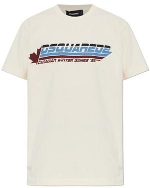 DSquared² Logo Printed Crewneck T-Shirt - White