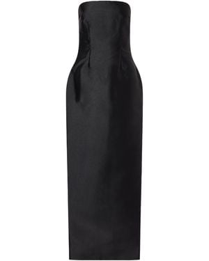 Solace London Pleated Satin-Twill Gown - Black