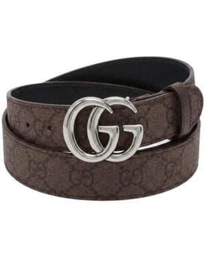 Gucci Reversible Gg Marmont Thin Belt - Black