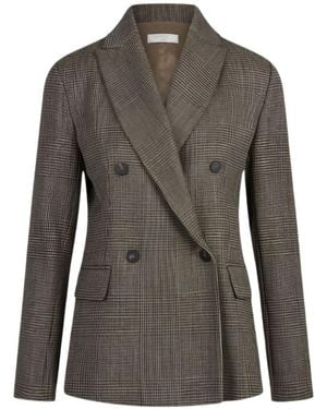 Antonelli Double-Breasted Check Blazer - Grey