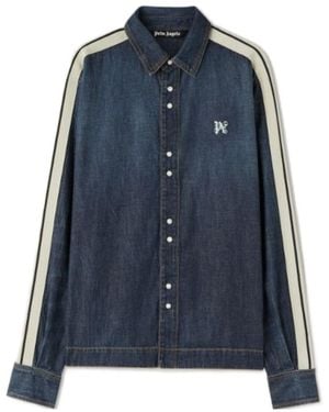 Palm Angels Monogram Detailed Denim Track Jacket - Blue