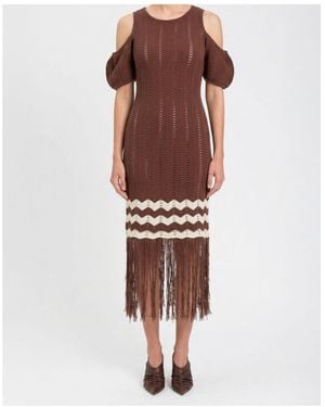 Twinset Fringed Dress - Brown