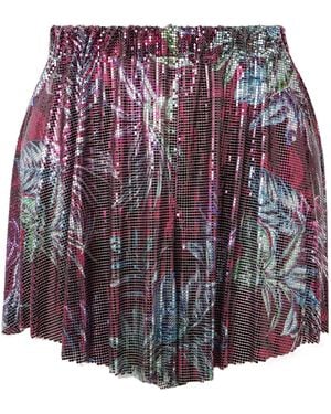 Rabanne Rabanne Palm Tree Printed Mesh Shorts - Red