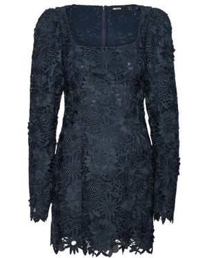 ROTATE BIRGER CHRISTENSEN 3D Lace Long-Sleeved Mini Dress - Blue