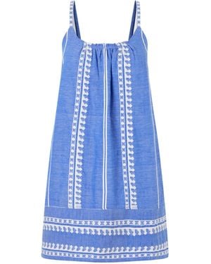 lemlem Cotton-Gauze Mini Dress - Blue