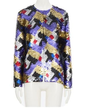 Valentino Crew Neck Long-Sleeved Casual Jacket - Blue