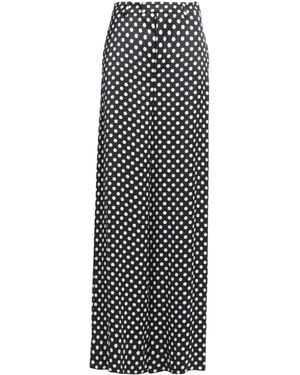 Saint Laurent Satin Polka Dot High Waist Wide Leg Pants - Black