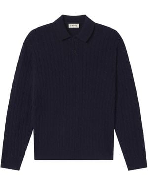 FRAME Cable-Knit Polo Shirt - Blue