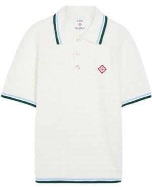 CASABLANCA Casa Boucle Short Sleeve Polo - White